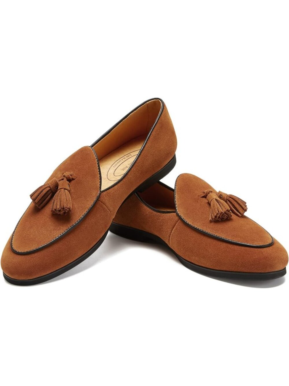 Men's Brown Suede Leather Slip-on Casual Penny Belgian Loafers Flats Shoes - Picture 6 of 6